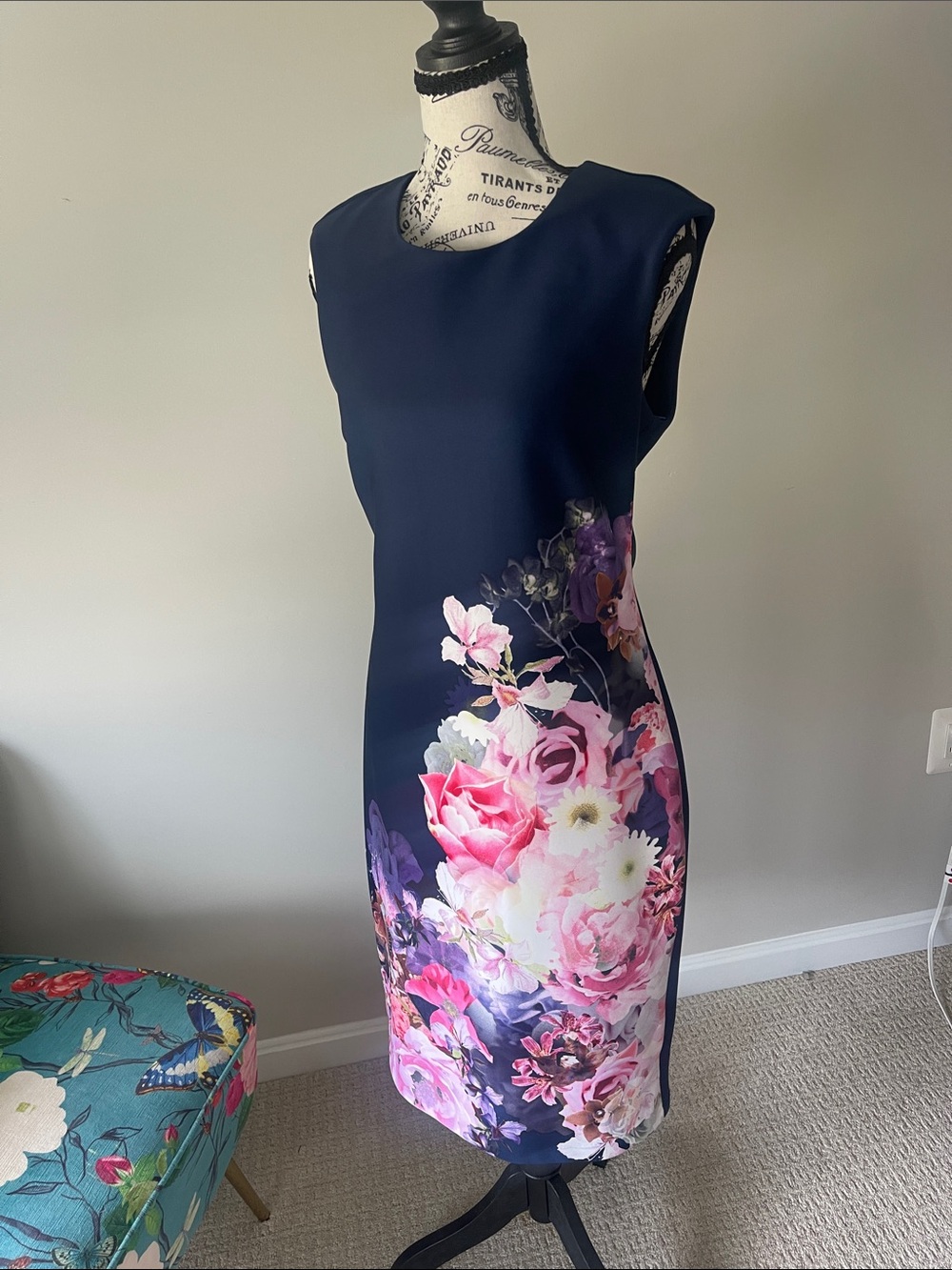 Worthington Navy Blue Sleeveless Evening Dress